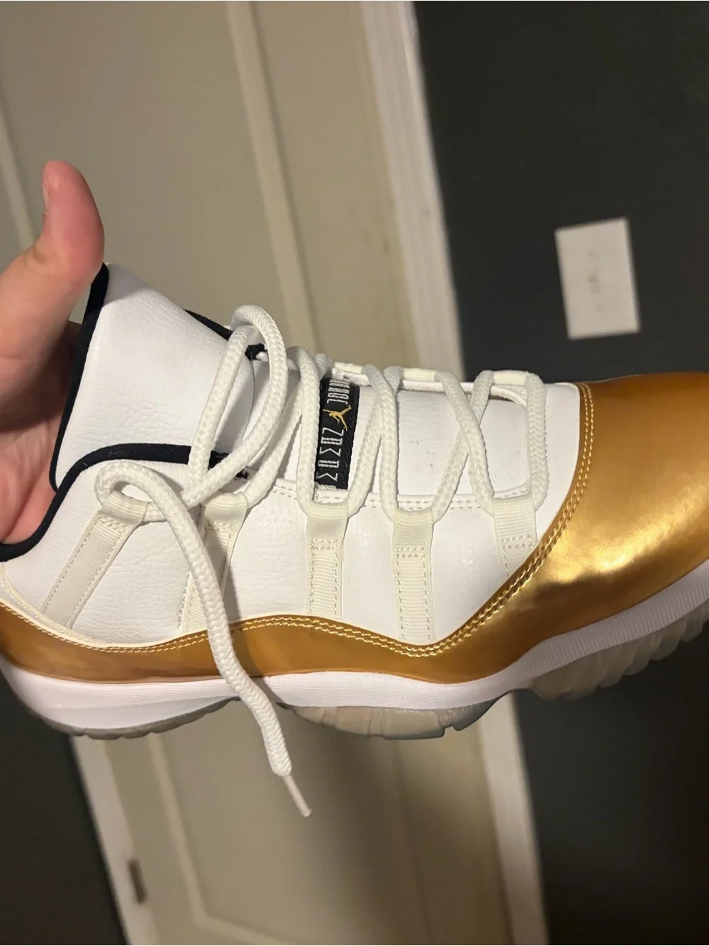 Jordan Men’s Low-Top Sneakers in White and Metallic Gold